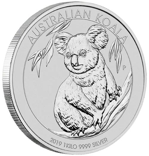 Vorderseite und Rand  / 1 kg Silber Australian Koala 2019 von Hersteller Perth Mint