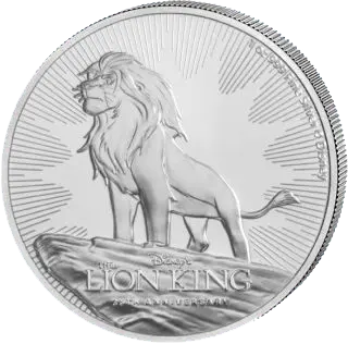 Vorderseite der 1 Unze Silber Disney Der König der Löwen 2019 von Hersteller New Zealand Mint