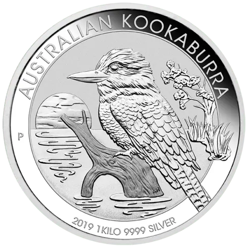 Vorderseite 1 kg Silber Kookaburra 2019 von Hersteller Perth Mint Australien