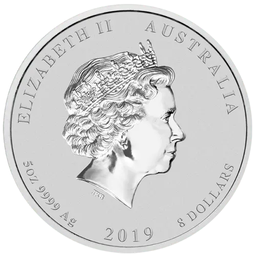 Rückseite der 5 Unzen Silber Lunar II Schwein 2019 von Hersteller Perth Mint 