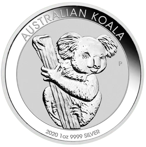 Vorderseite der 1 Unze Silber Australian Koala 2020 von Hersteller  Perth Mint