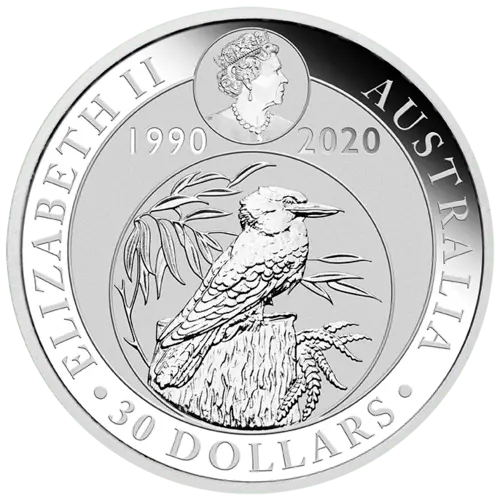 Rückseite / 1 kg Silber Kookaburra 2020 von Hersteller Perth Mint