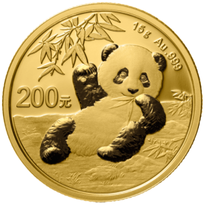 Vorderseite 15 g Gold China Panda 2020