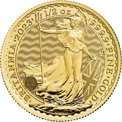 Vorderseite Goldmünze 1/2 Unze Britannia Elizabeth II. 2023, der Hersteller Royal Mint