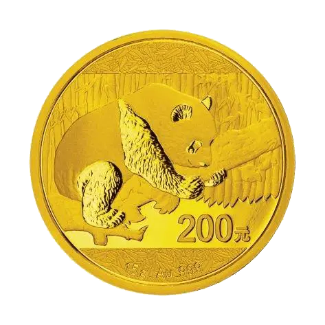 Vorderseite Goldmünze 15 Gramm China Panda 2016, der Hersteller China Mint / China Gold Coin Inc./ Shanghai Mint