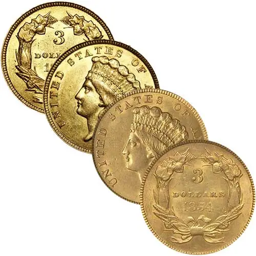 4,51 g Gold 3 Dollar USA Indian Princess Head diverse Jahrgänge Sammelbild