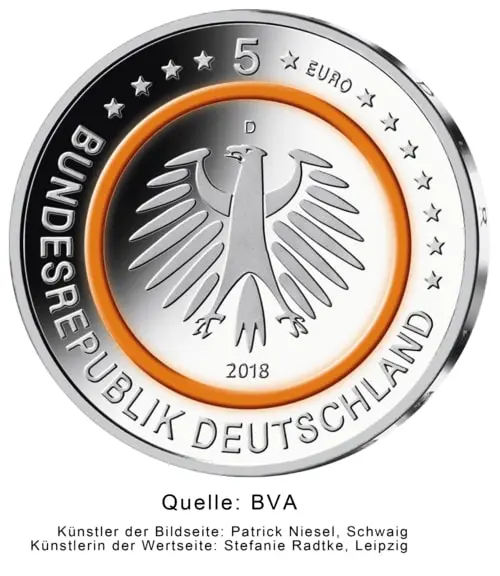 Rückseite der 5 Euro-Sammlermünze 2018 Subtropische Zone von Münze Deutschland