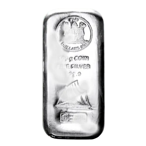 500 g Silber Münzbarren angelaufen