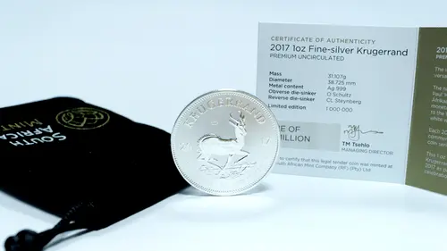 1 Unze Silber 50 Jahre Krügerrand 2017 Jubiläumsausgabe mit Zertifikat und Aufbewahrungssäckchen