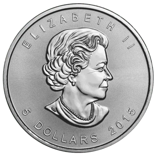 Rückseite der 1 Unze Silber Maple Leaf diverse Jahrgänge 2015 von Royal Hersteller Canadian Mint