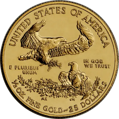 Rückseite Goldmünze 1/2 Unze American Eagle diverse Jahrgänge, der Hersteller United States Mint