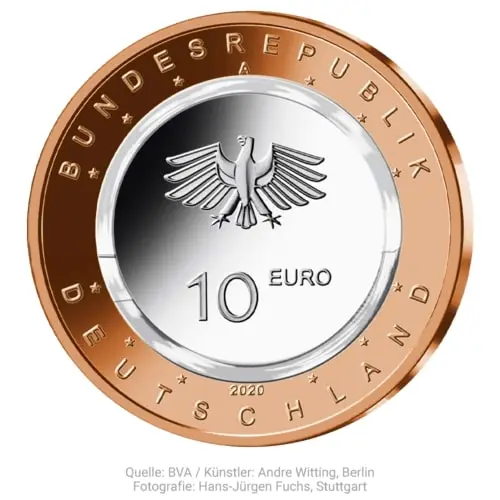 Rückseite der 10 Euro Sammlermünze An Land 2020 von Münze Deutschland