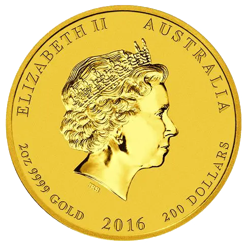 Rückseite Goldmünze 2 Unzen Lunar II Affe 2016, der Hersteller Perth Mint Australia