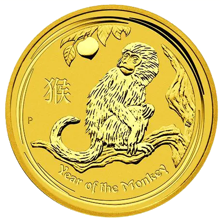 Vorderseite Goldmünze 1 Unze Lunar II Affe 2016, der Hersteller Perth Mint Australia