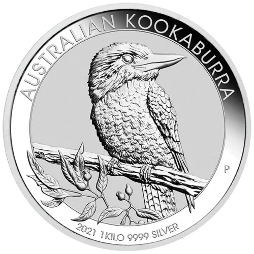 Vorderseite 2 kg Silber Kookaburra 2021 von Hersteller Perth Mint Australien