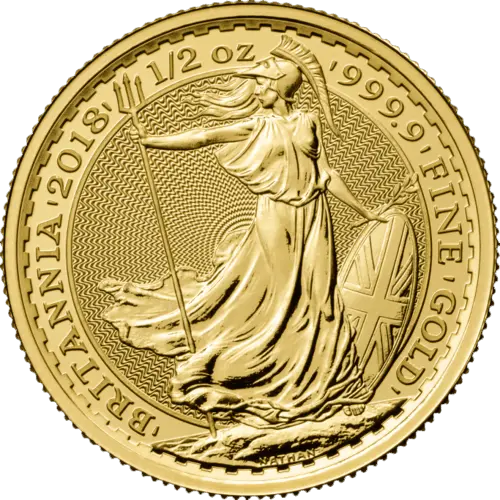 Vorderseite Goldmünze 1/2 Unze Britannia diverse Jahrgänge, der Hersteller Royal Mint