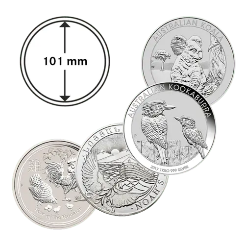 Münzkapsel 101 mm Koala, Kookaburra, Arche Noah, Lunar