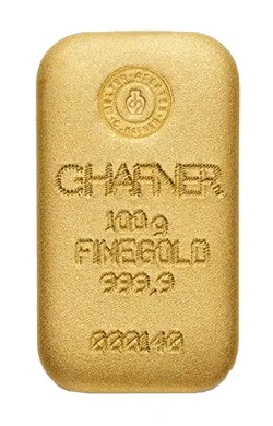 Vorderseite 100 Gramm Goldbarren Feingold 999,9 von C.HAFNER