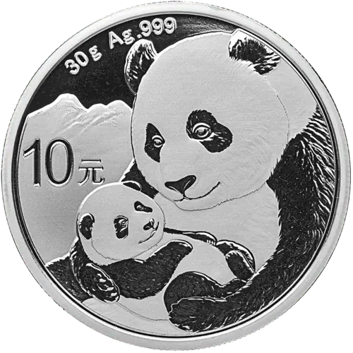 Vorderseite der 30 g Silber China Panda 2019 von Hersteller China Mint