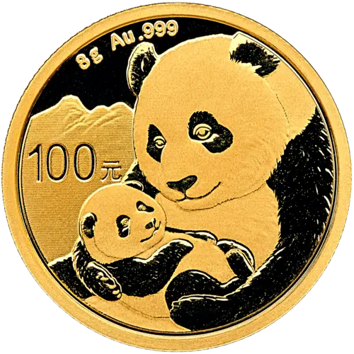 Vorderseite Goldmünze 8 Gramm China Panda, der Hersteller China Mint / China Gold Coin Inc./ Shanghai Mint