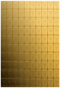 Rückseite Goldbarren CombiBar Goldtafel 100 x 1 Gramm, der Hersteller Heraeus