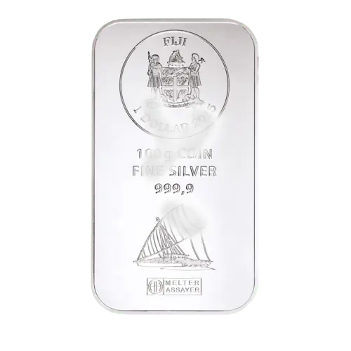 100 g Silber Münzbarren angelaufen