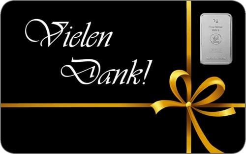 1 g Silberbarren FineCard Vielen Dank von Hersteller Heimerle und Meule