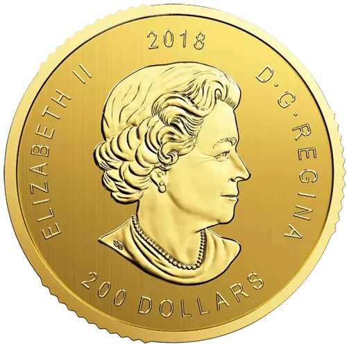 Rückseite Goldmünze 1 Unze Kanada Adler 2018, der Hersteller Royal Canadian Mint