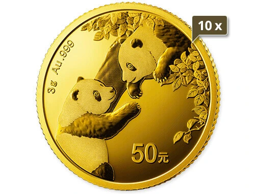 10 x 3 g Gold China Panda 2023