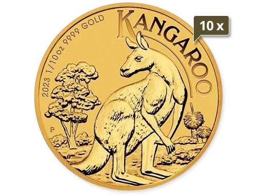 10 x 1/10 Unze Gold Australien Känguru 2023