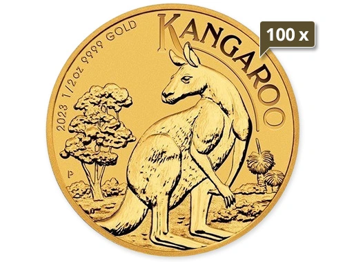 100 x 1/2 Unze Gold Australien Känguru 2023