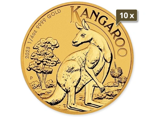 10 x 1/4 Unze Gold Australien Känguru 2023