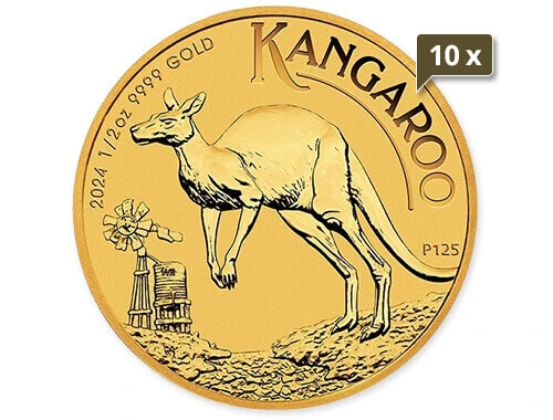 10 x 1/2 Unze Gold Australien Känguru 2024