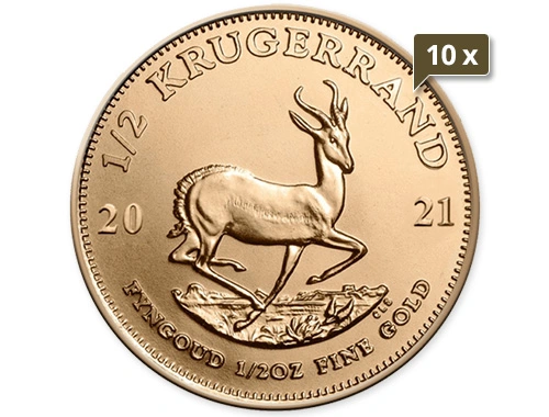 10 x 1/2 Unze Gold Krügerrand diverse Jahrgänge