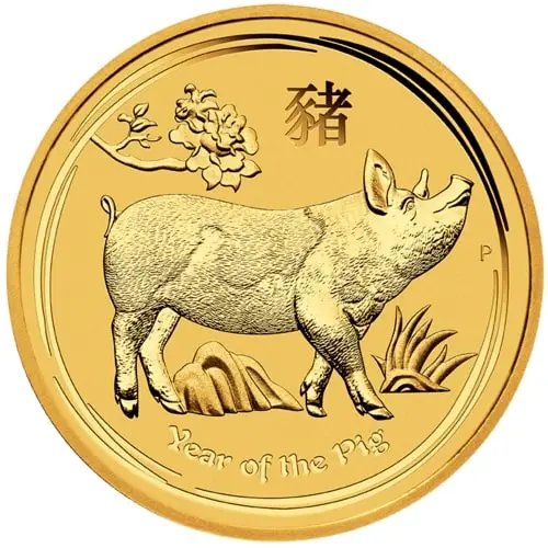 Vorderseite 1 kg Gold Lunar II Schwein 2019  