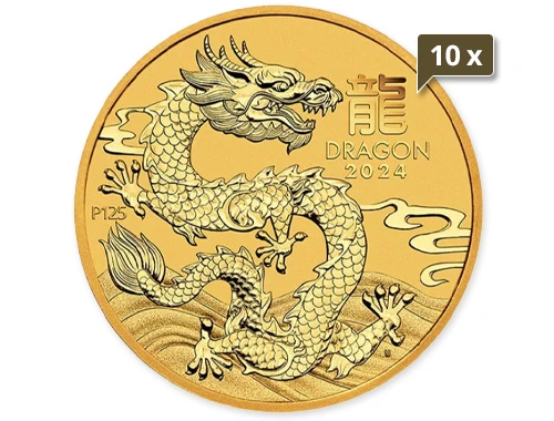 10 x 1/10 Unze Gold Lunar III Drache 2024