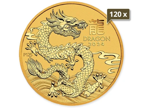 120 x 1/10 Unze Gold Lunar III Drache 2024