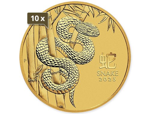 10 x 1/2 Unze Gold Lunar III Schlange 2025