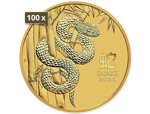 100 x 1 Unze Gold Lunar III Schlange 2025