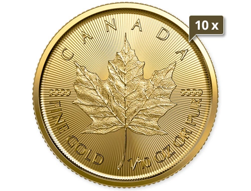 10 x 1/10 Unze Gold Maple Leaf 2023