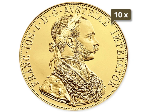 10 x 13,76 g Gold Österreich 4 Dukaten 1915 prägefrische Nachprägung