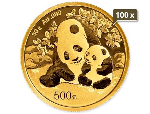 100 x 30 g Gold China Panda 2024