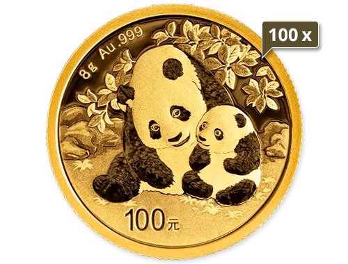 100 x 8 g Gold China Panda 2024