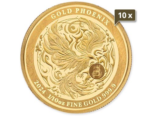 10 x 1/10 Unze Gold Phönix 2024 - Spiegelglanz