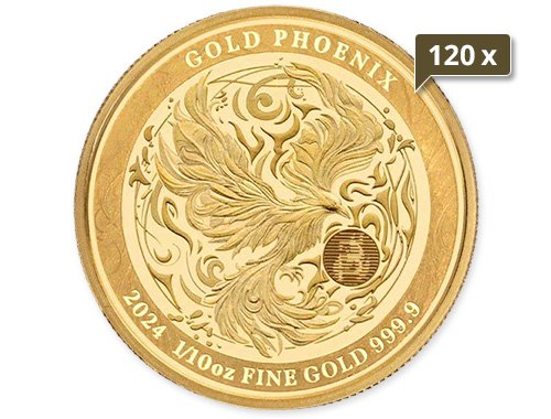 120 x 1/10 Unze Gold Phönix 2024 - Spiegelglanz