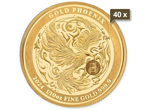 40 x 1/10 Unze Gold Phönix 2024 - Spiegelglanz