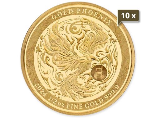 10 x 1/2 Unze Gold Phönix 2024 - Spiegelglanz