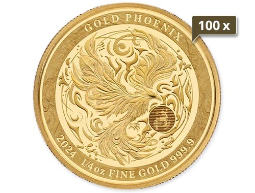 100 x 1/4 Unze Gold Phönix 2024 - Spiegelglanz