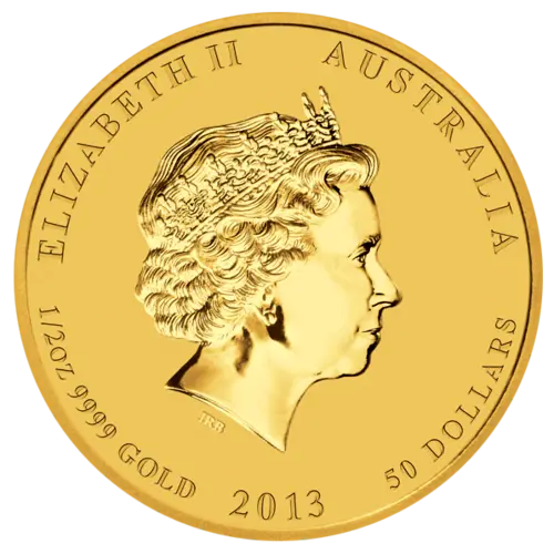 Rückseite Goldmünze 1/2 Unze Australien Lunar II Schlange 2013, der Hersteller Perth Mint Australia