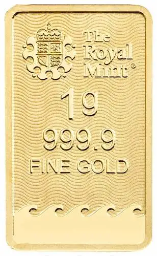 Rückseite Goldbarren Britannia der Hersteller Royal Mint 1 g